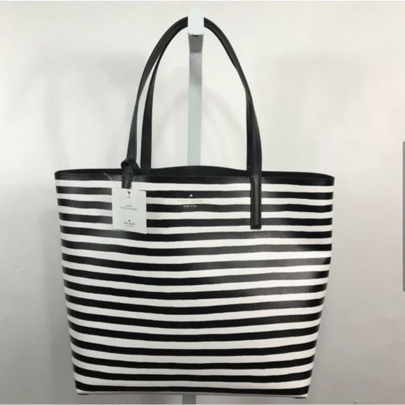 Kate Spade Black and White Stripes Reversible Tote Bag with Wallet Brand New - Picture 6 of 9